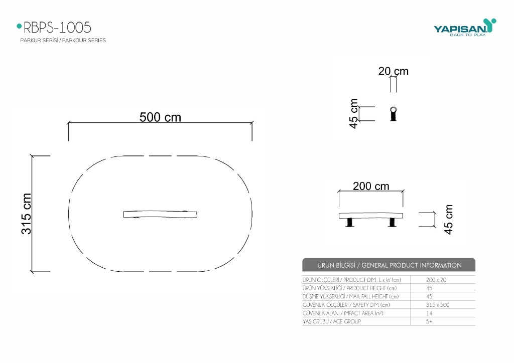 PA-105 Mını Macera Parkur Ekipmanları - RU